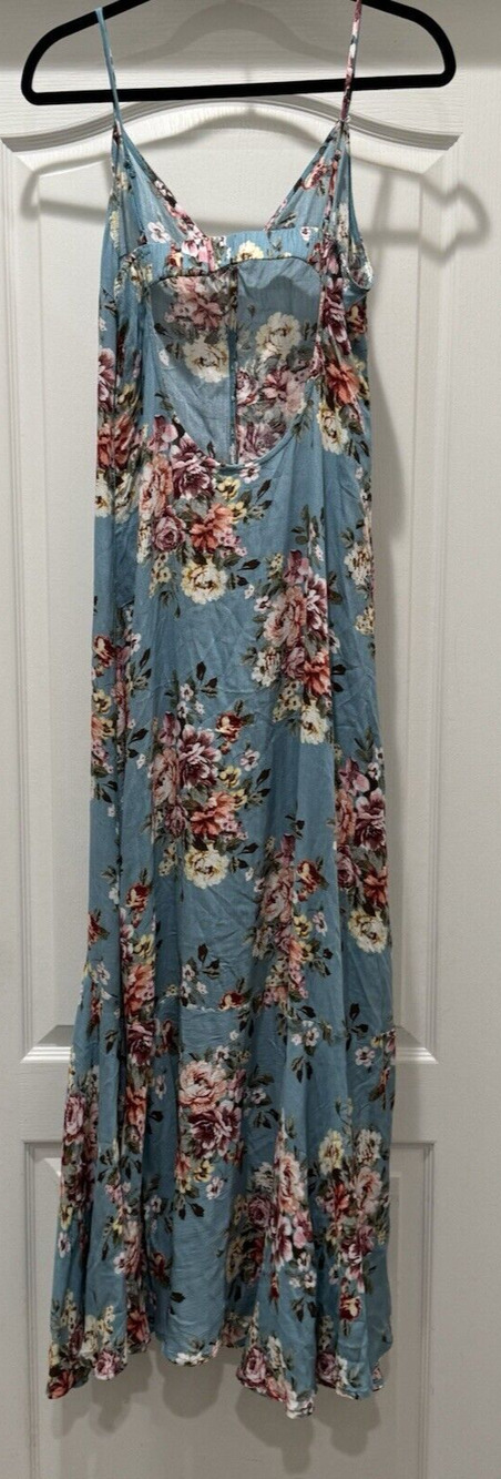 Sadie & Sage Dress Teal Floral Dress - Size M - See Pics/Missing Buttons